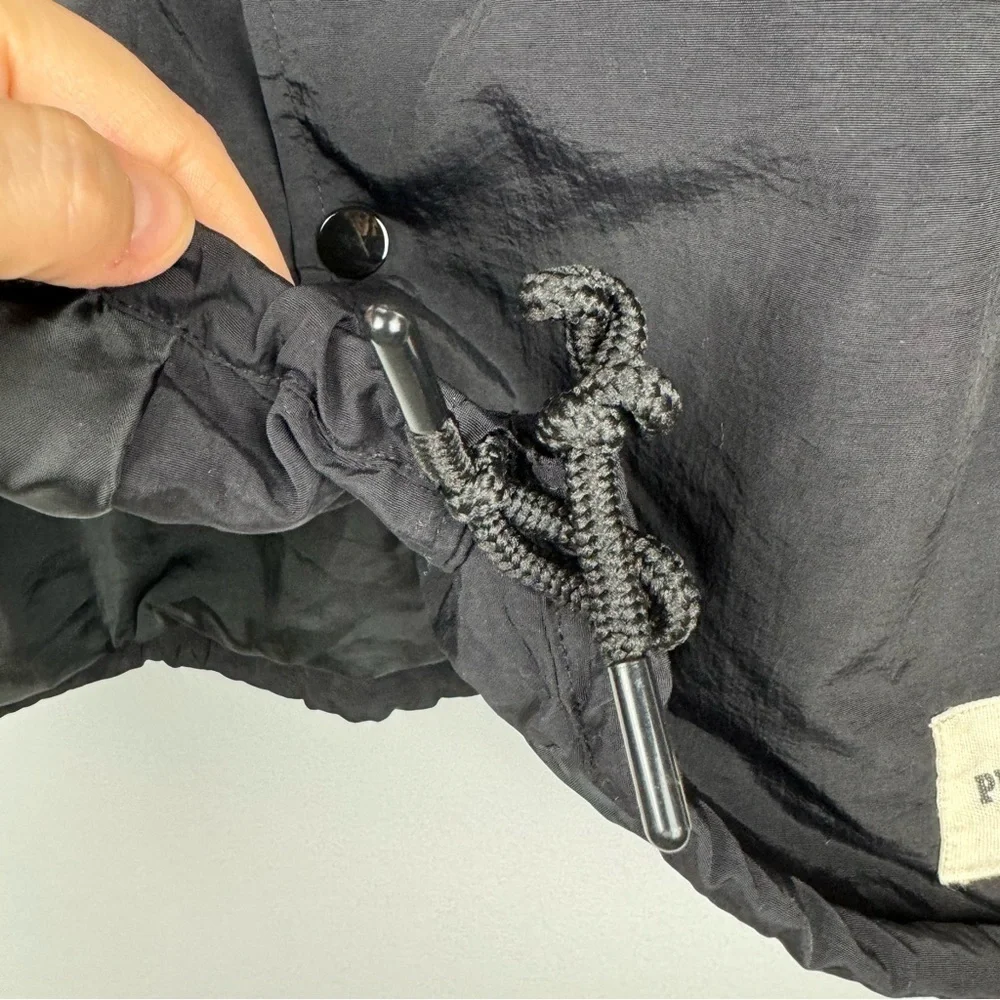 PLAYBOY by Pacsun Snap Nylon Jacket  Bunny Logo Jacket, Black & Yellow, Medium